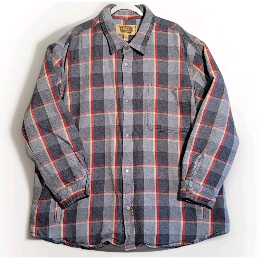 The Foundry Supply Co Plaid Button-Front Lined Shacket Chore Jacket Sz 3X